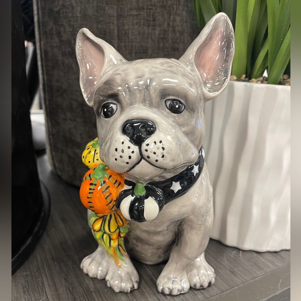 Fall Halloween Frenchie French Bulldog Ceramic Figure Blue Sky Clayworks NEW
